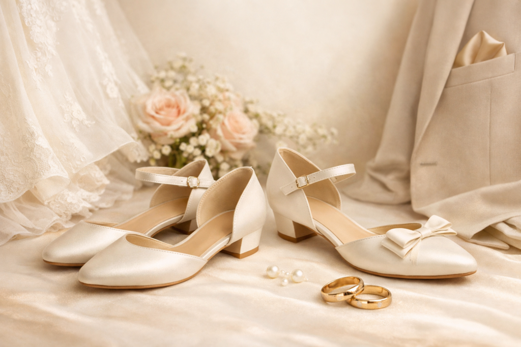 Buty ślubne na niskim obcasie – jaką wysokość wybrać do ceremonii i tańca?