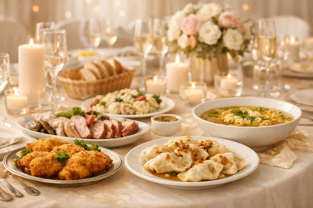 Tradycyjne menu weselne – co zwykle się w nim pojawia i jak uniknąć przesady z liczbą dań?